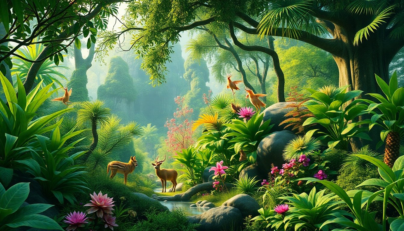 Diversidad de plantas y animales en un ecosistema