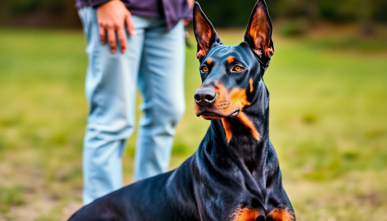 Doberman en sesión de adiestramiento