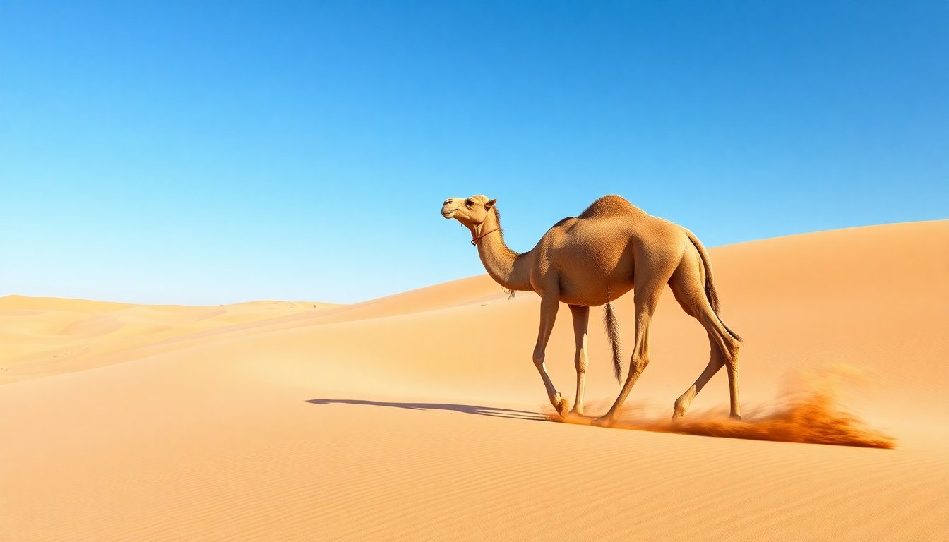 Dromedario cruzando el desierto