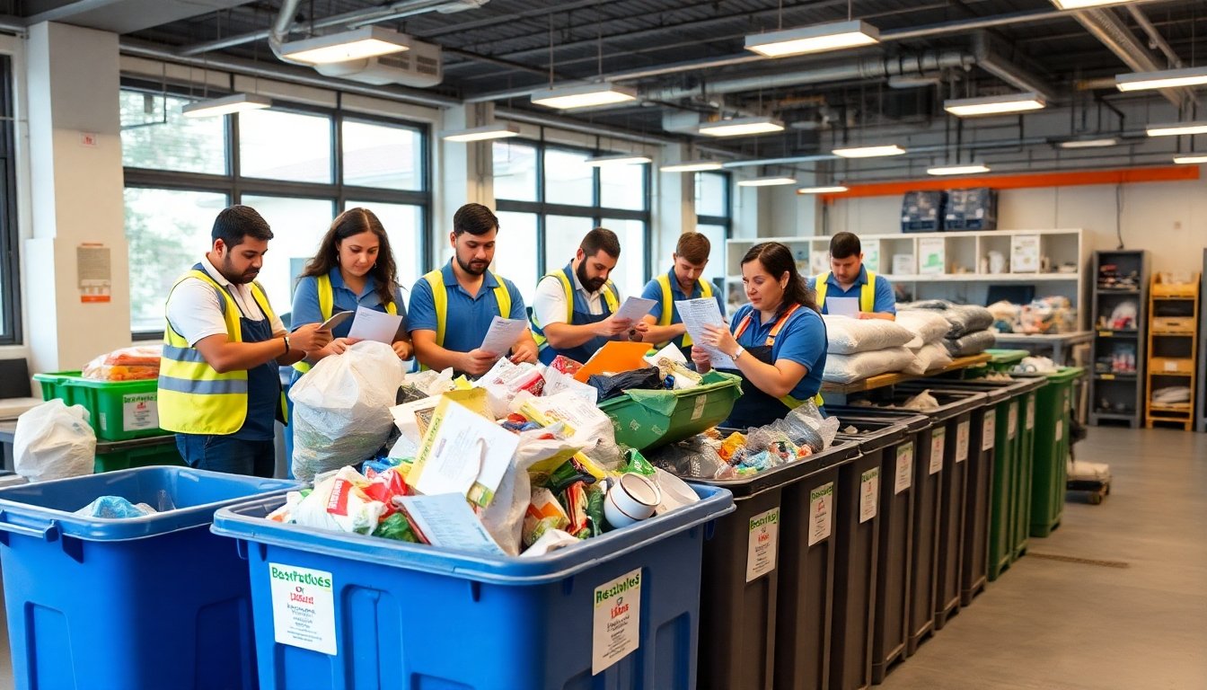 Empleados participando en una campaña de reciclaje empresarial