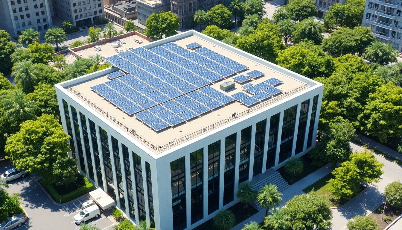 Empresa con paneles solares en su sede