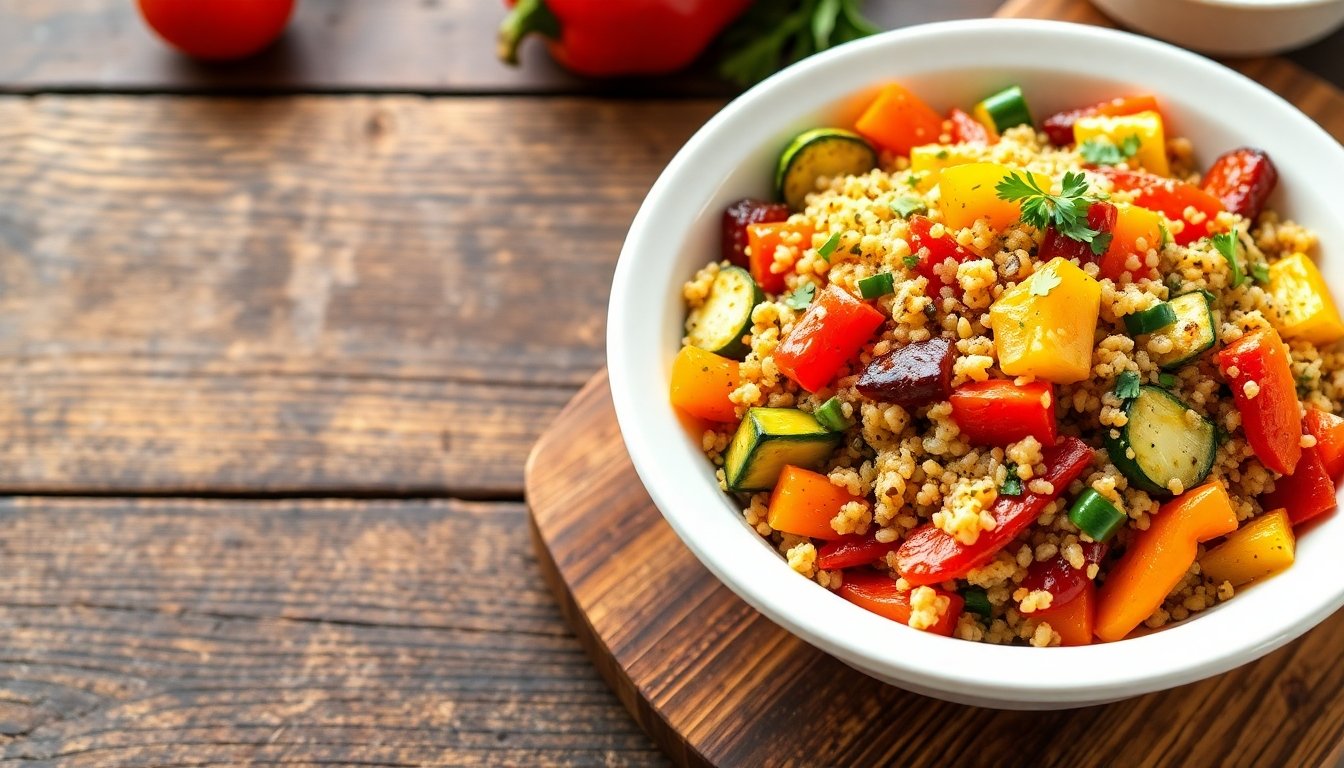 Ensalada de quinoa con verduras asadas