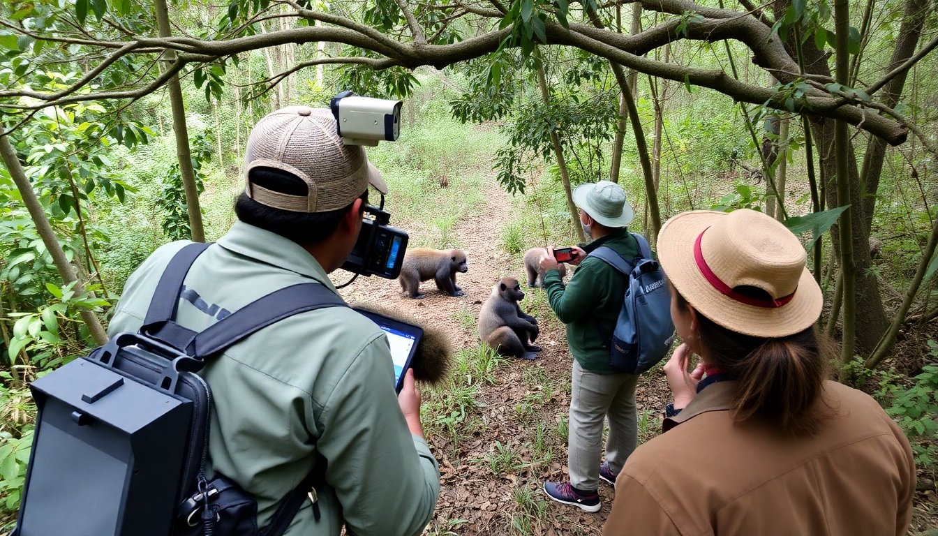 Equipo de conservación protegiendo gorilas