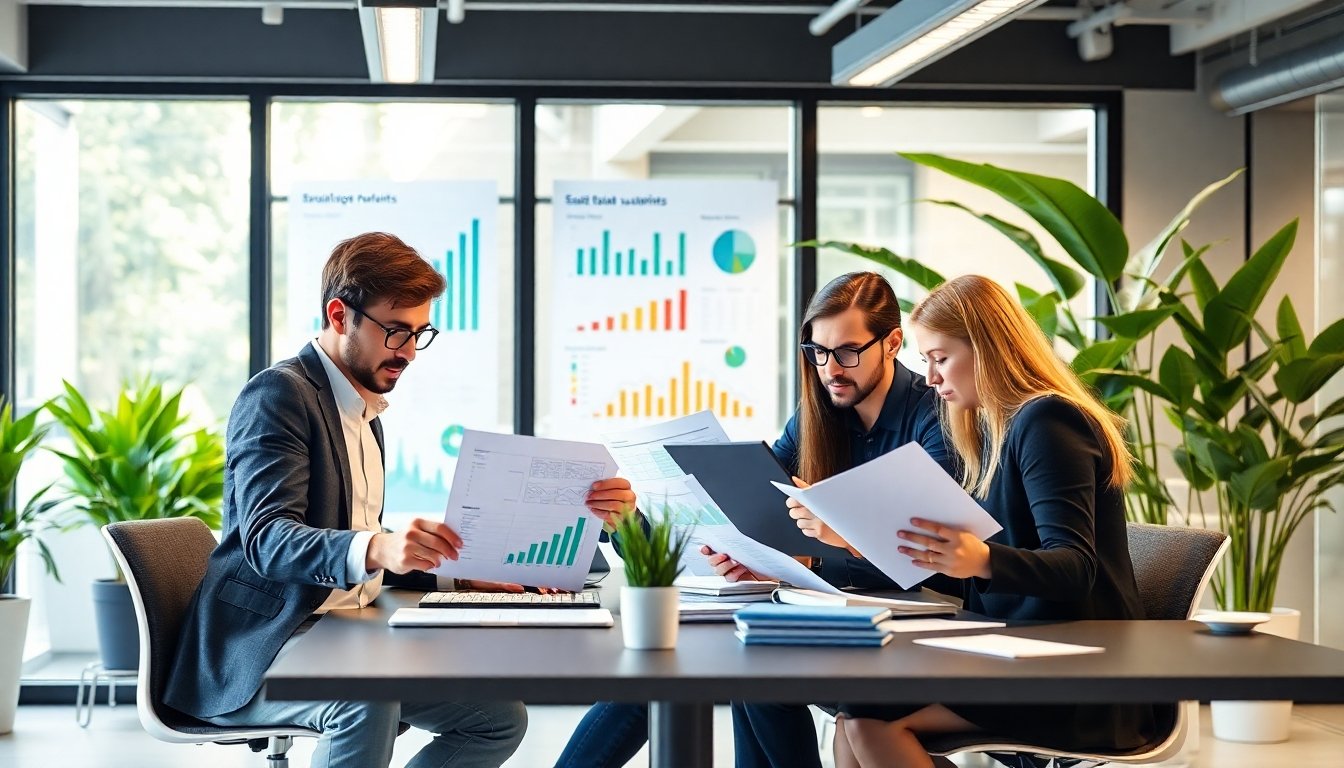 Equipo de trabajo analizando reportes de sostenibilidad