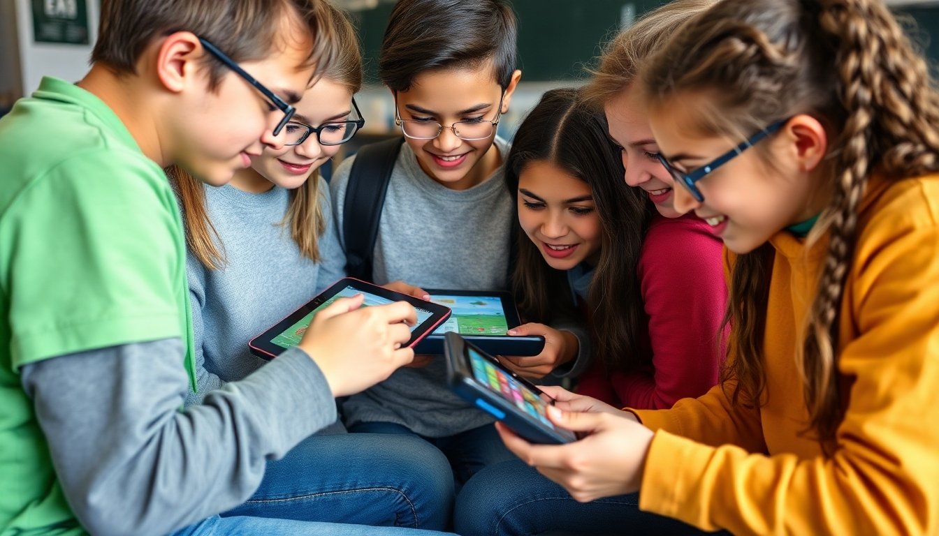 Estudiantes interactuando con recursos digitales sobre biodiversidad