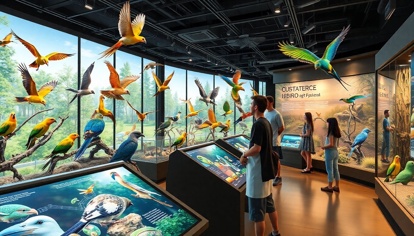Exhibición de aves en el museo de las aves