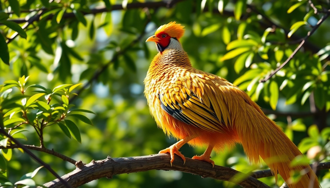 Faisán dorado en su entorno natural