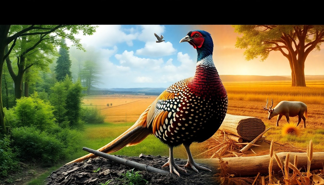 Faisán en diferentes hábitats