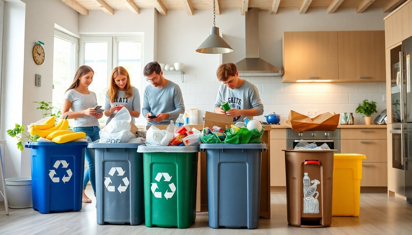 Familia reciclando en su hogar en Lituania