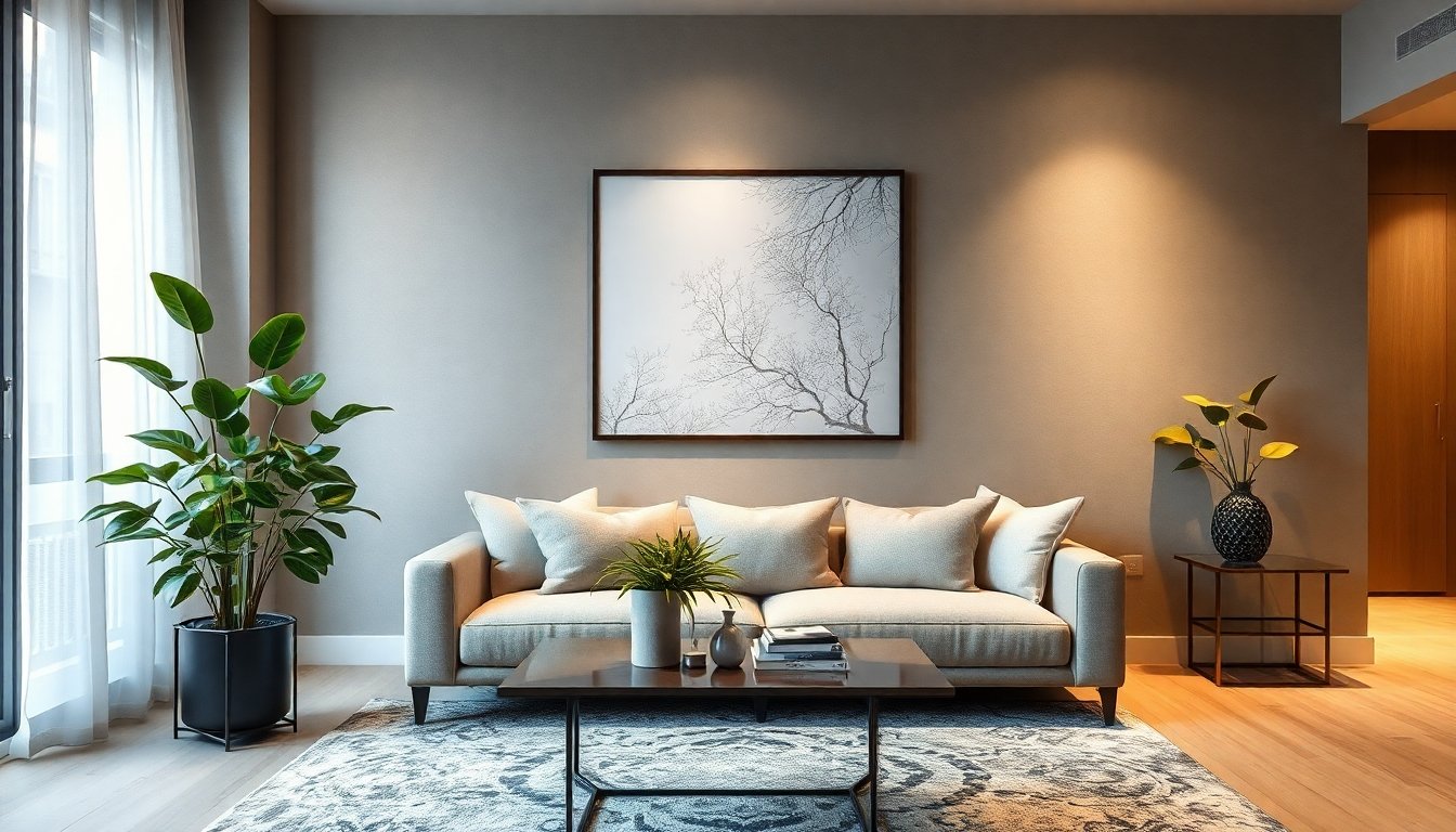 Ficus decorando una sala moderna