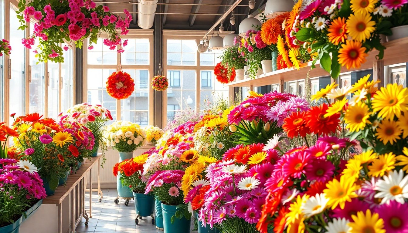 Florería vibrante llena de flores coloridas