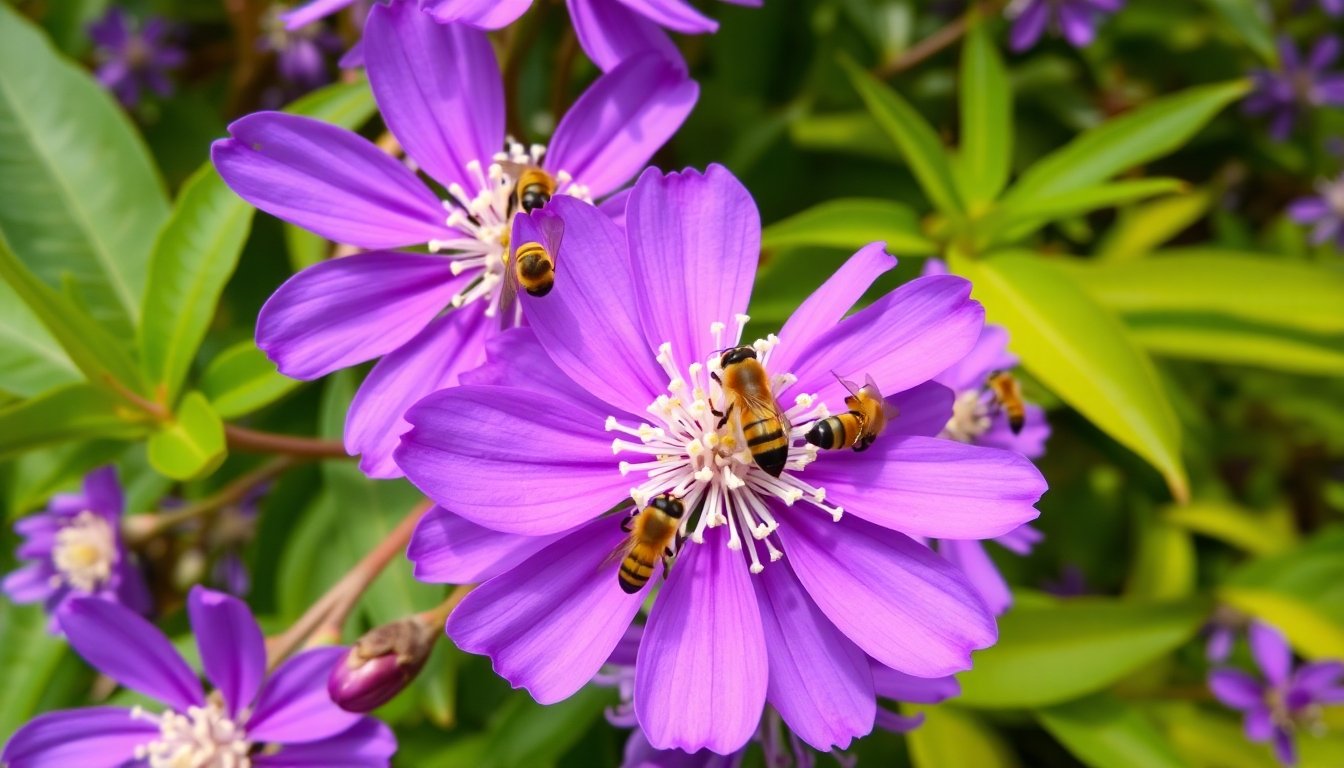 Flores de maracuyá siendo polinizadas