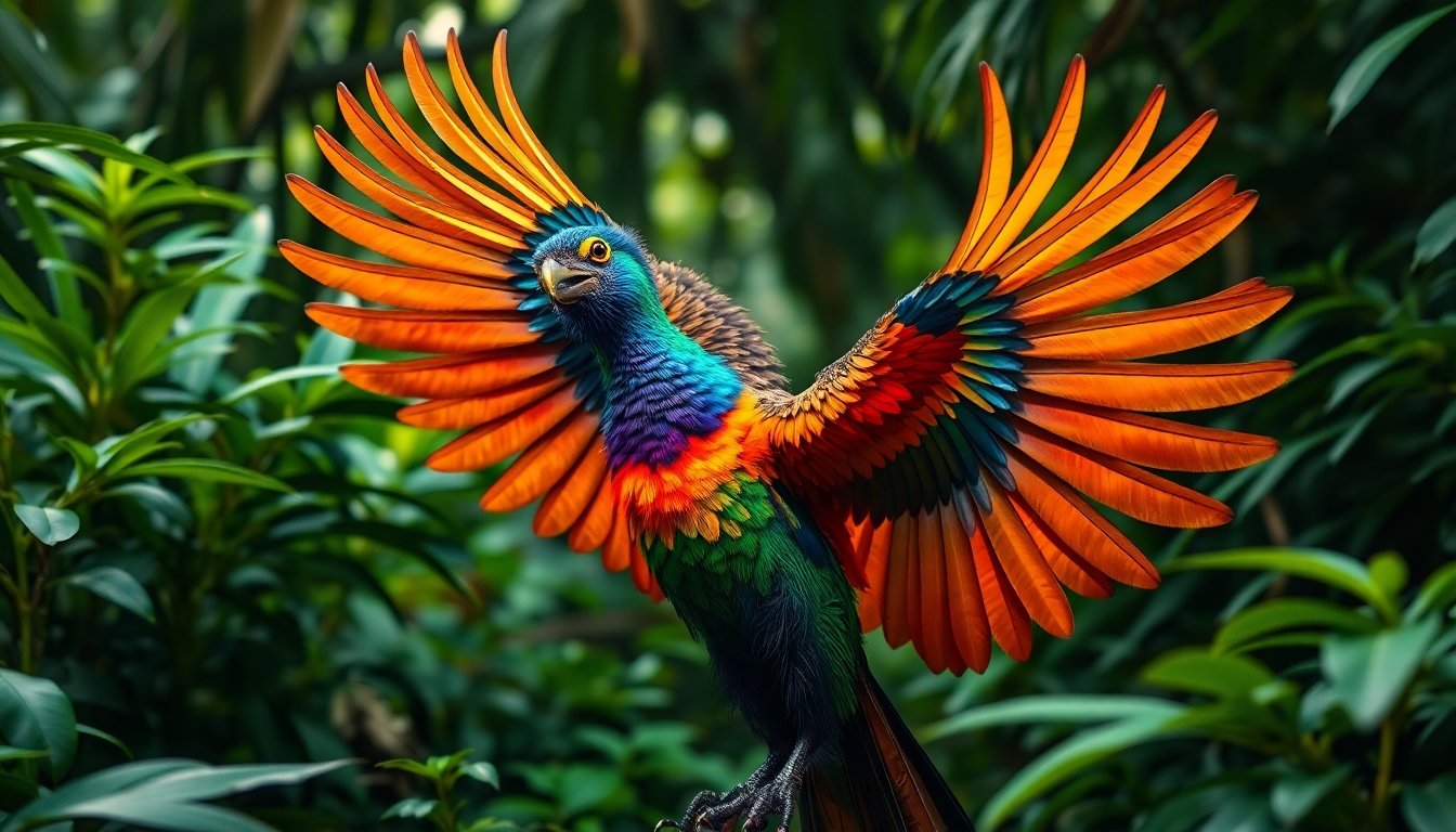 Gallito de las Rocas mostrando sus colores brillantes