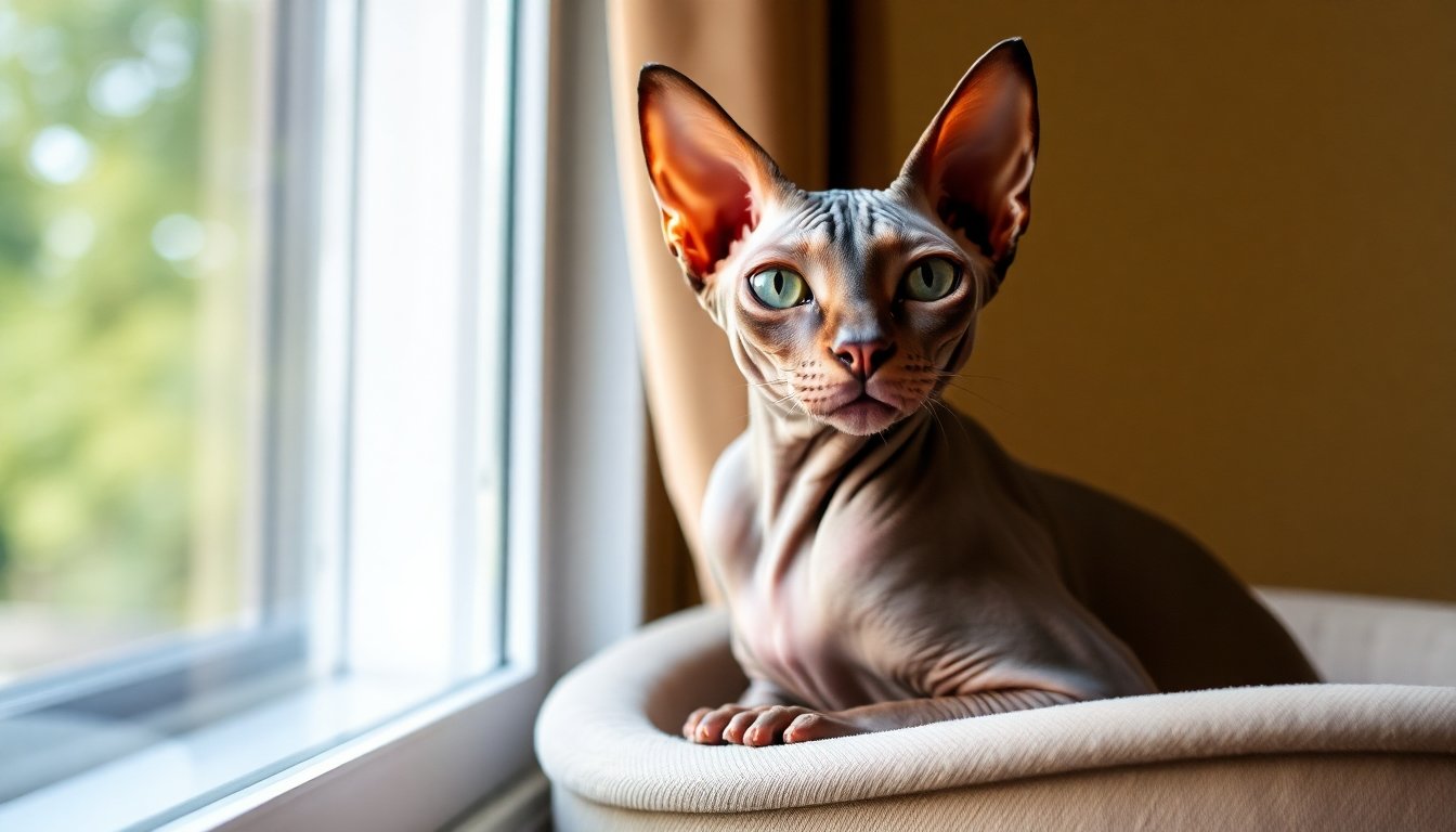 Gata egipcia Sphynx en postura elegante