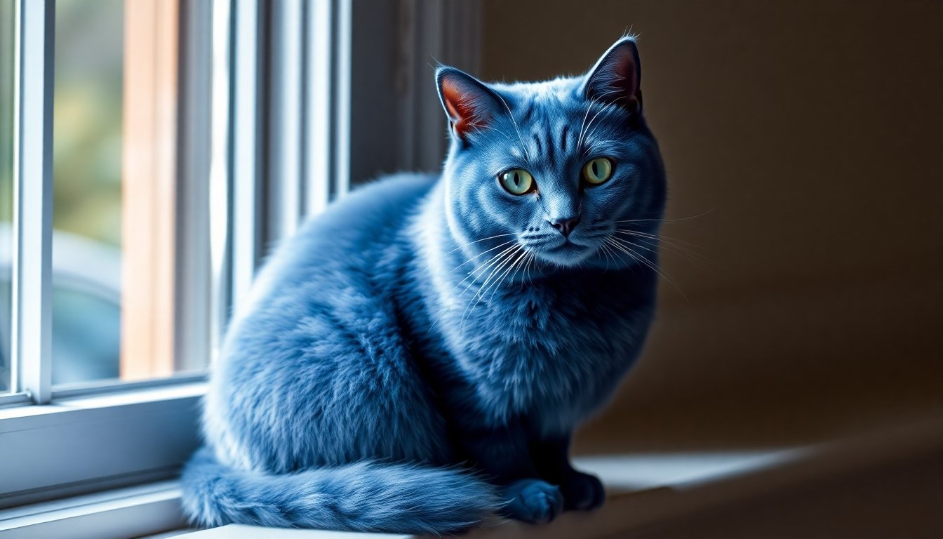 Gato azul de pelaje uniforme