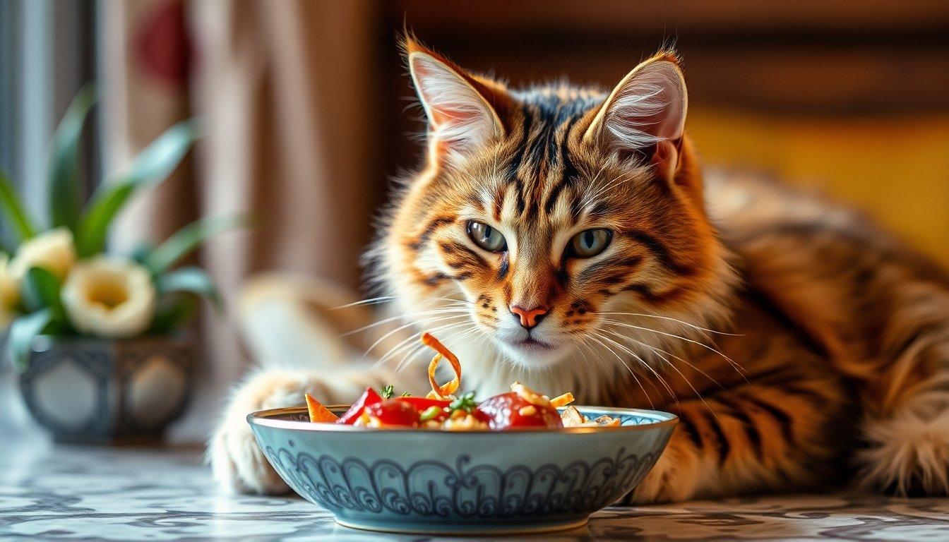 Gato bengalí comiendo