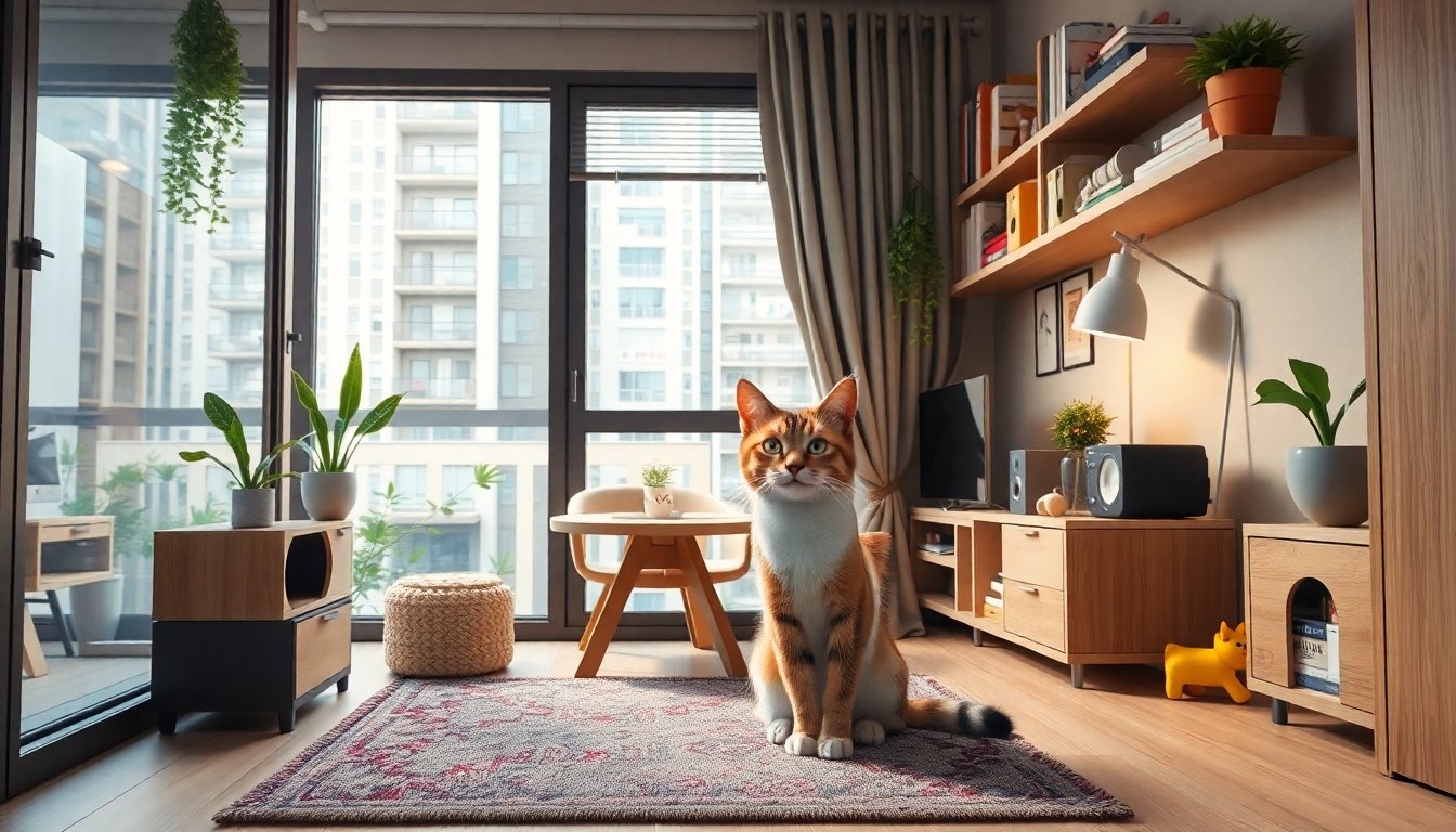 Gato en apartamento urbano