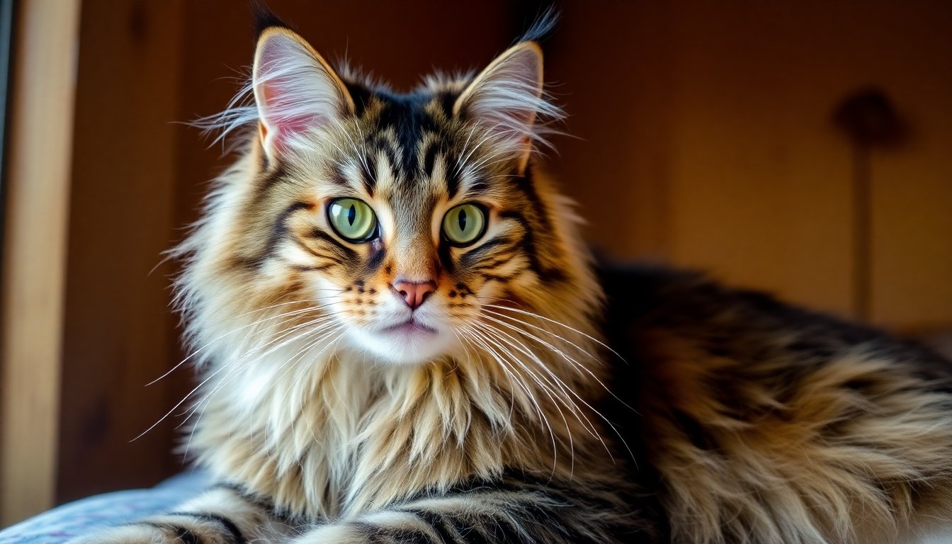 Gato Maine Coon mostrando su pelaje exuberante