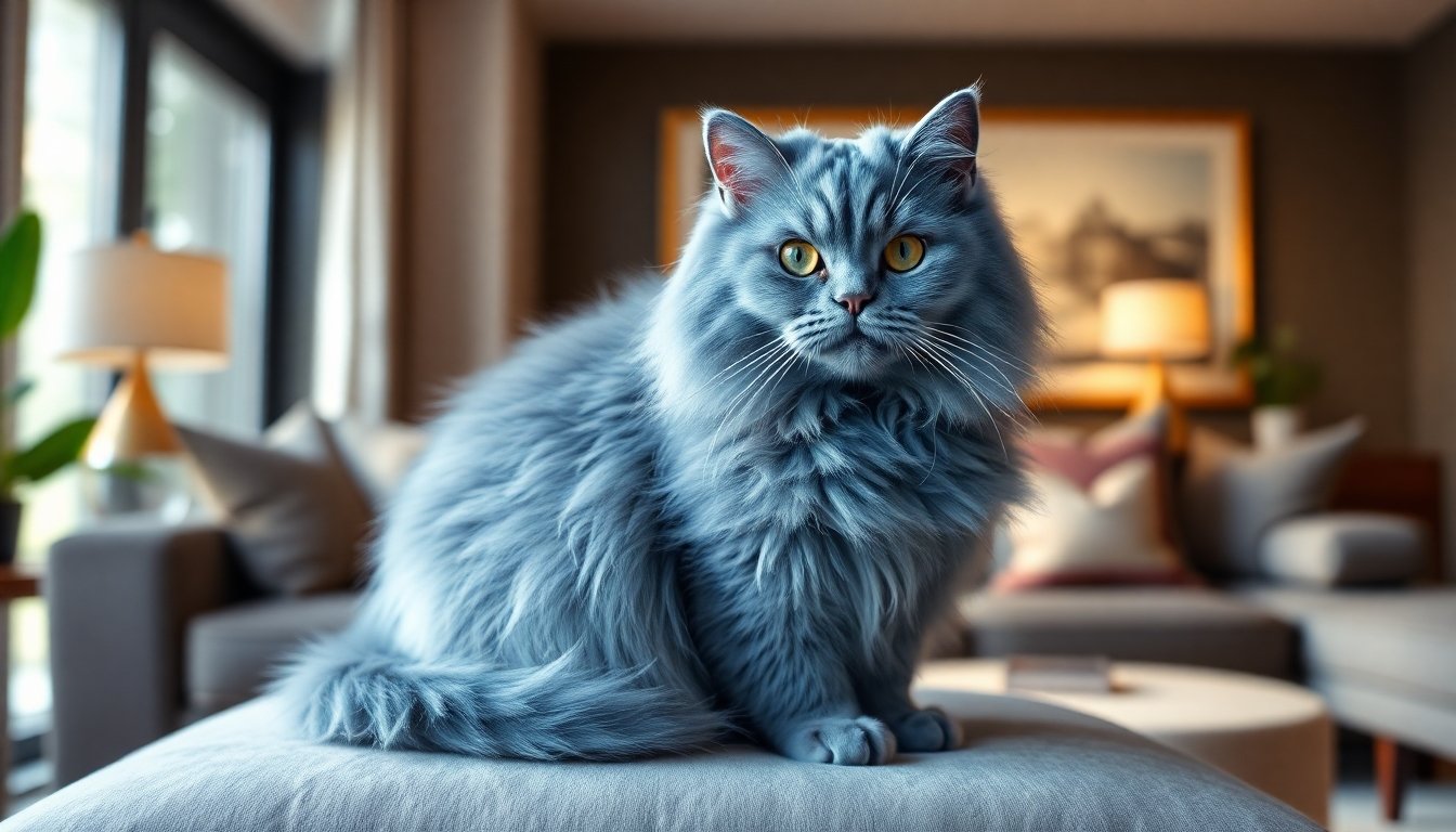 Gato persa de color azul