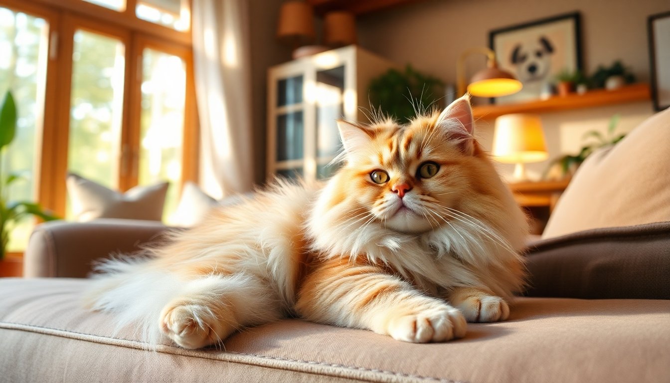 Gato persa en un entorno acogedor