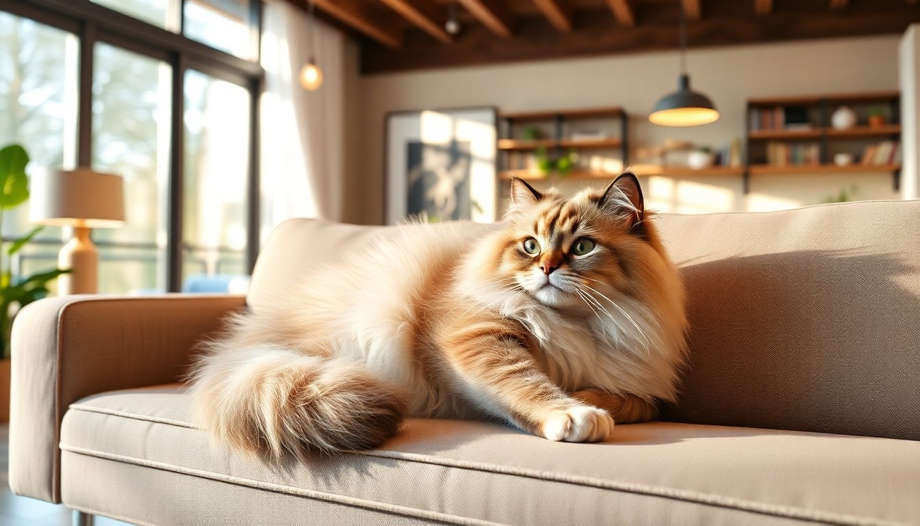 Gato Ragdoll descansando en el hogar