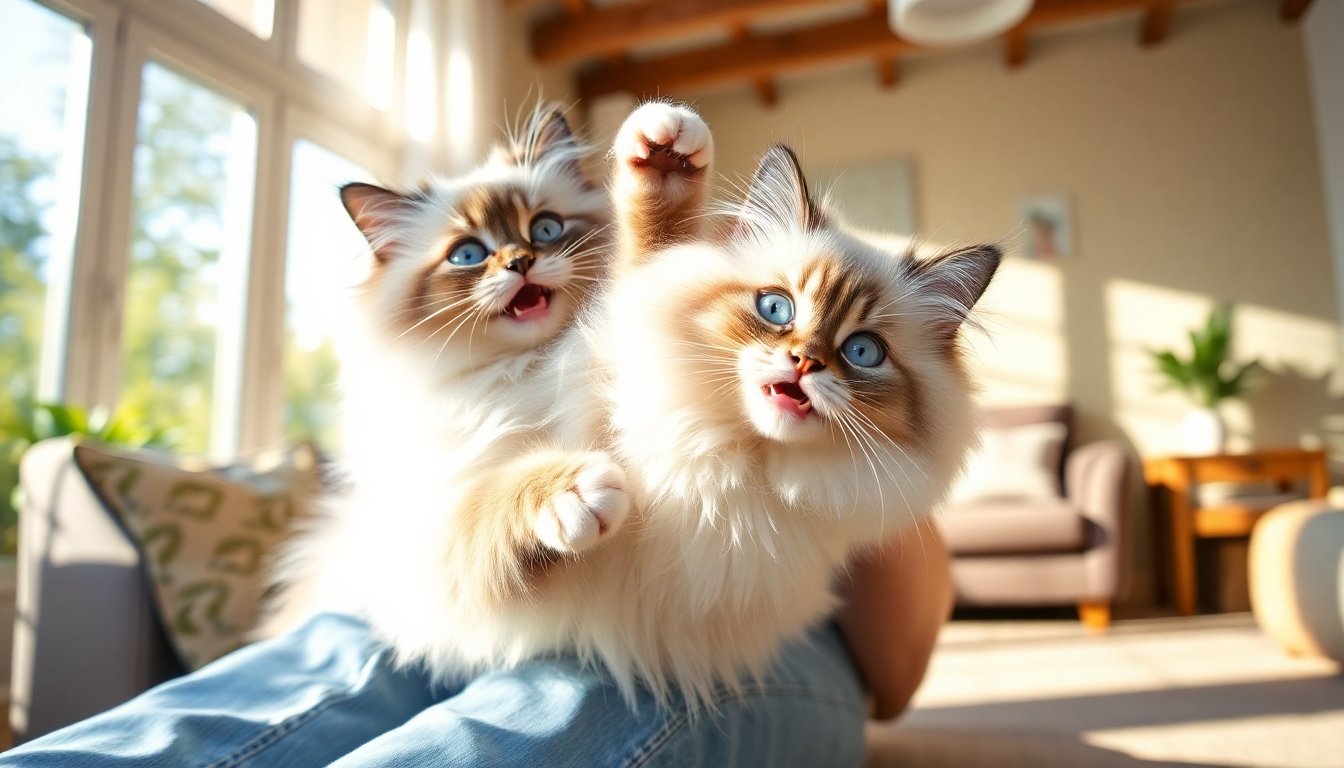 Gato Ragdoll interactuando con su dueño