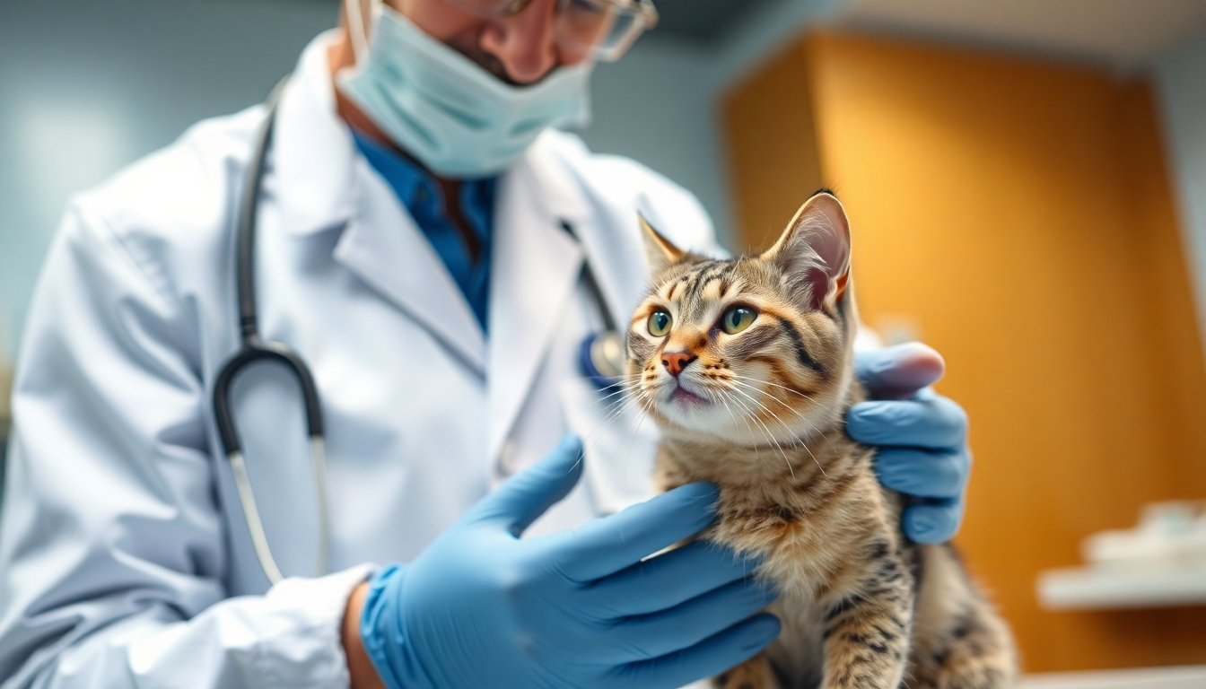 Gato recibiendo atención médica en una clínica veterinaria