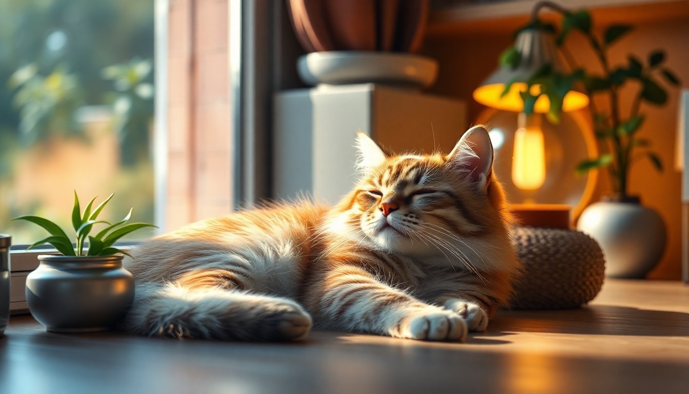 Gato relajándose en el hogar