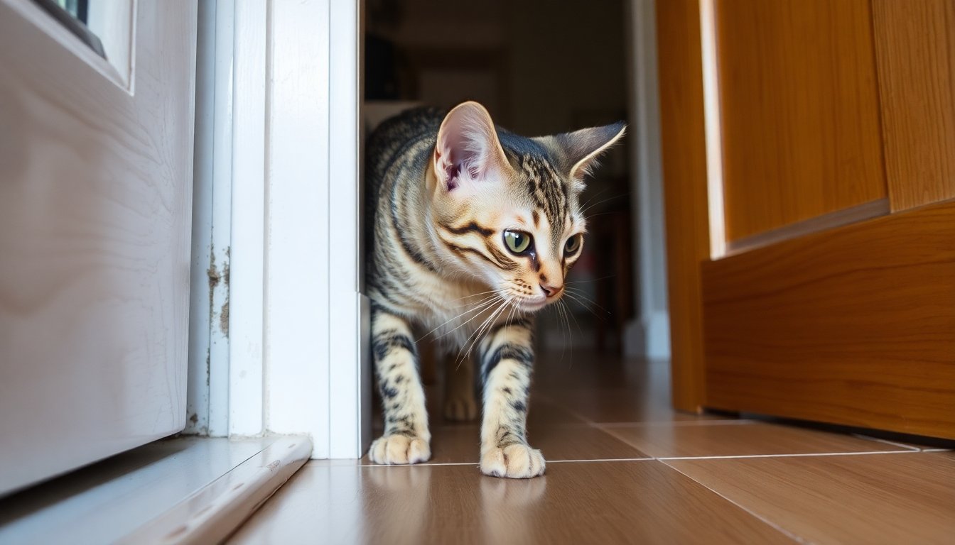 Gato savannah explorando su nuevo hogar