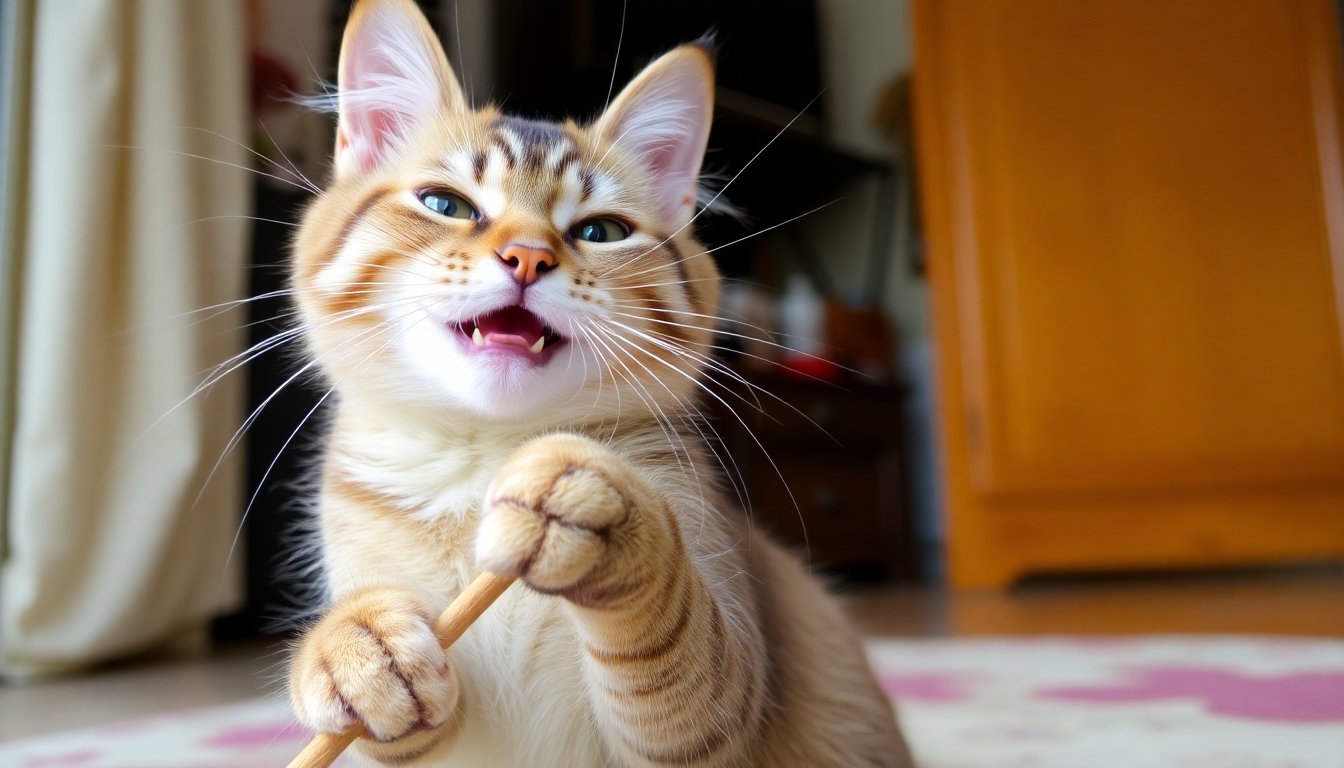 Gato Singapura haciendo travesuras divertidas