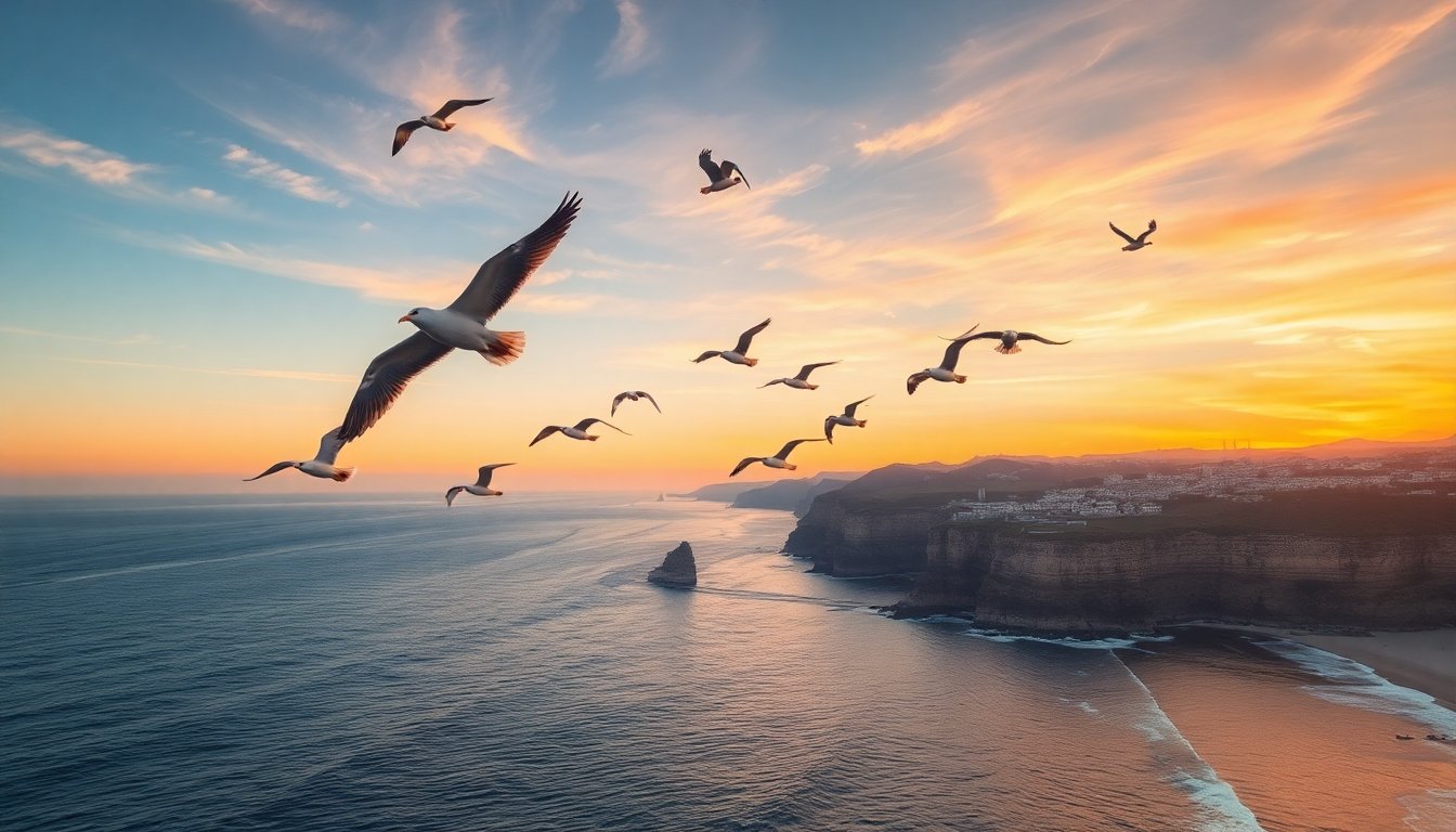 Gaviotas sobre las costas del Reino Unido