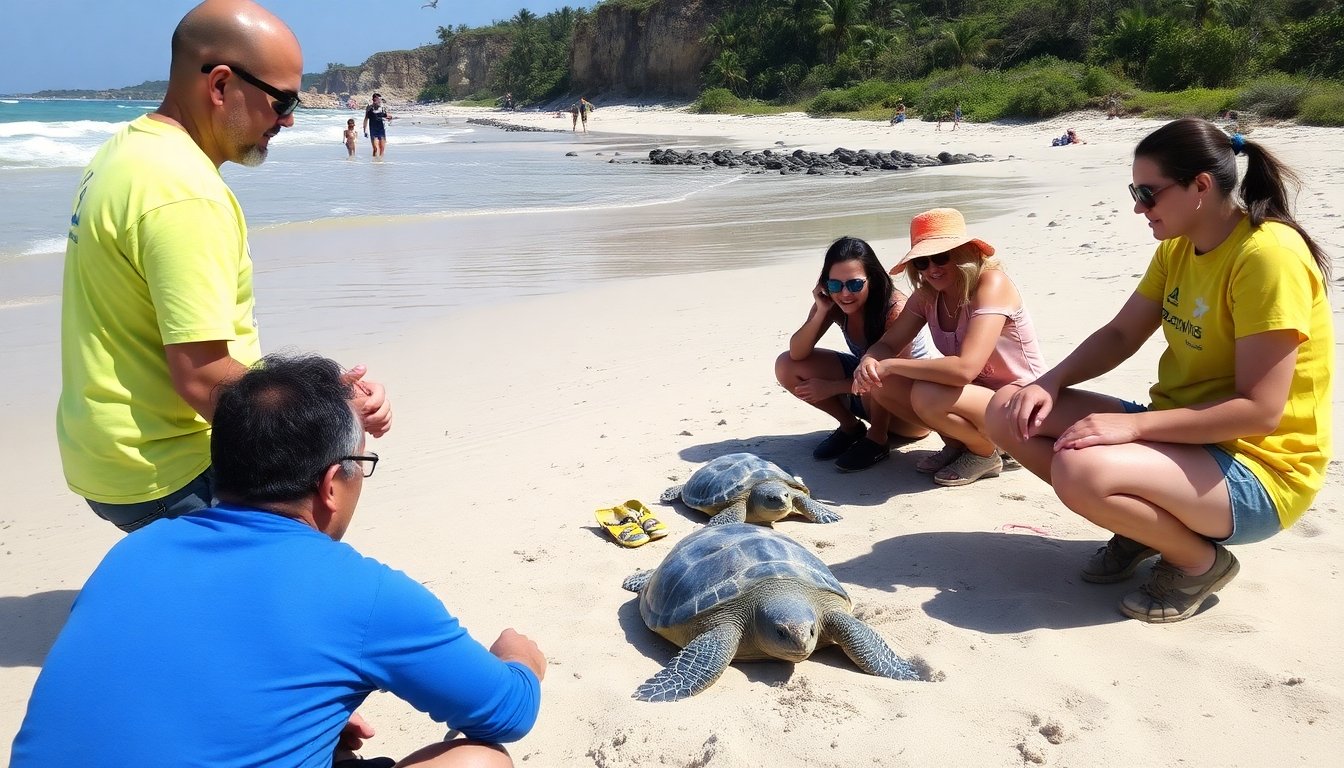 grupo de conservación trabajando con tortugas carey