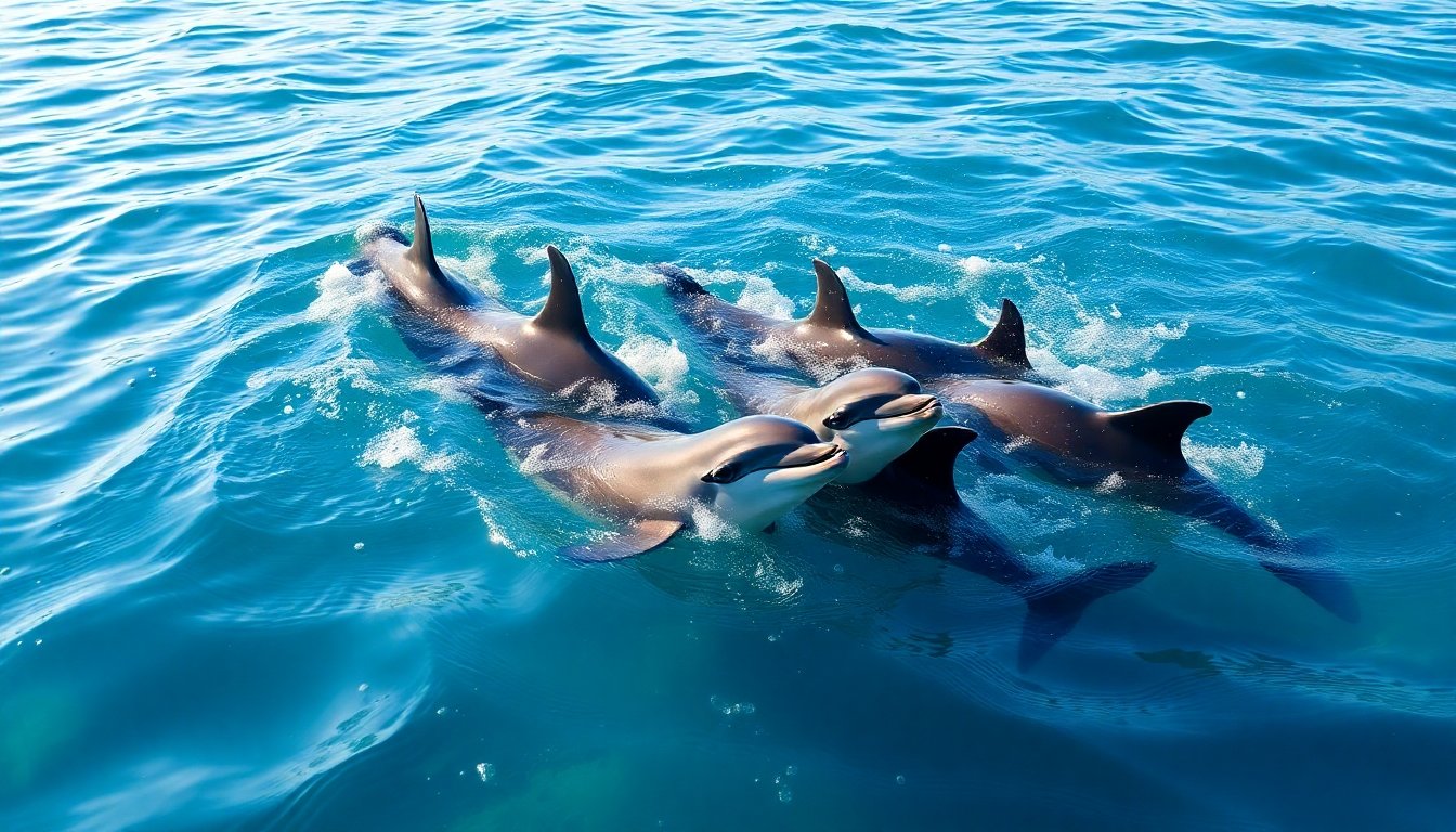 Grupo de delfines nadando juntos