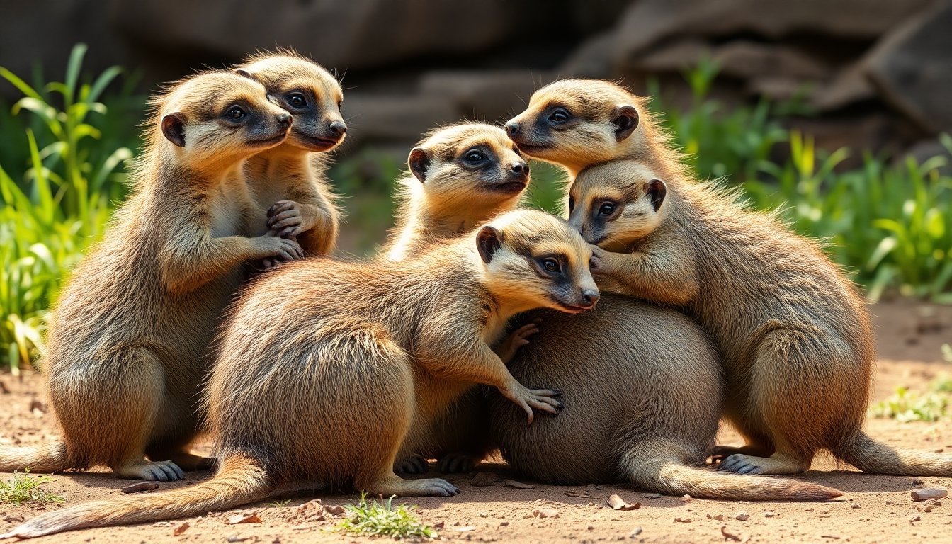 Grupo de mangostas interactuando