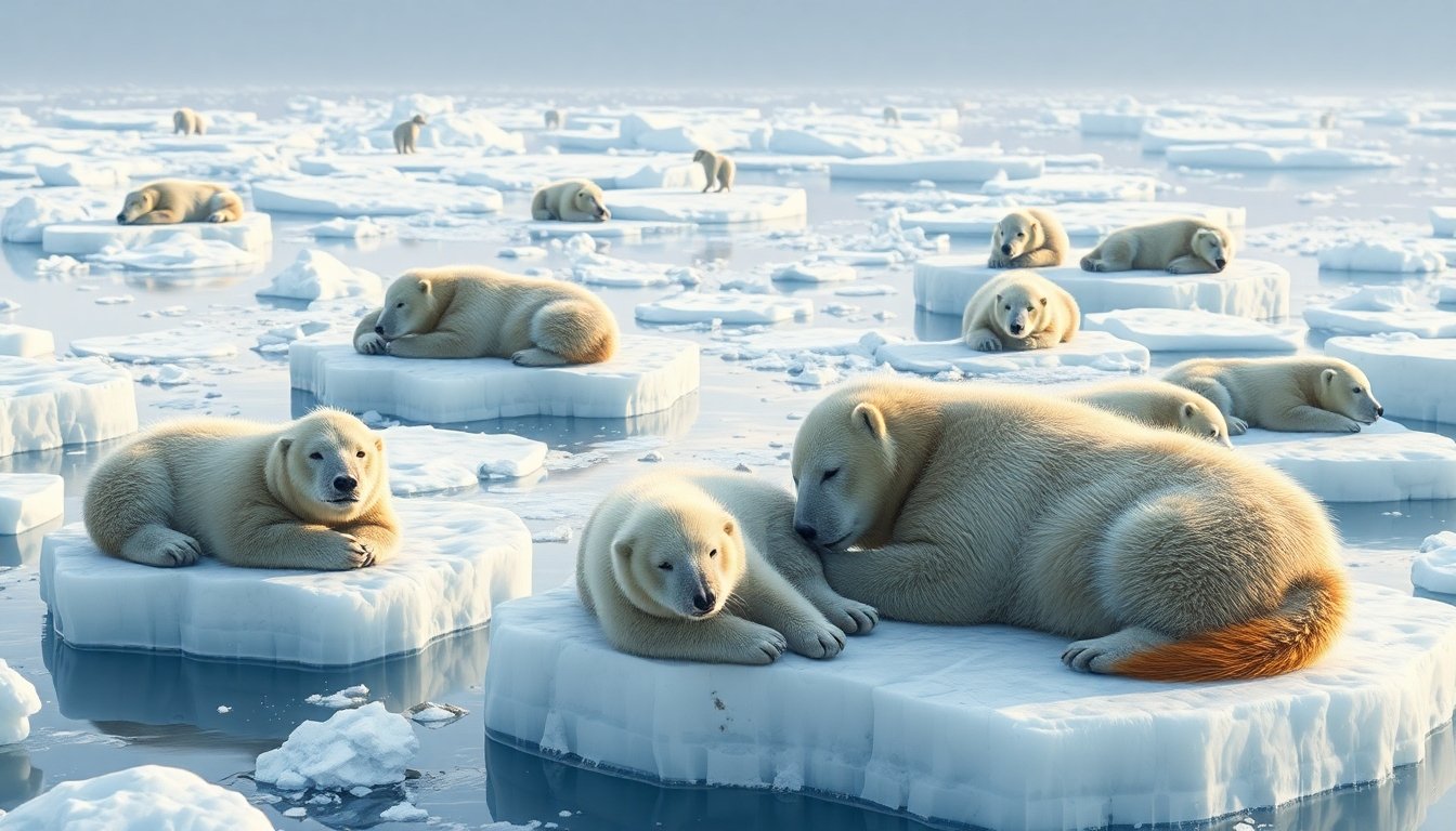 Grupo de morsas en el hielo