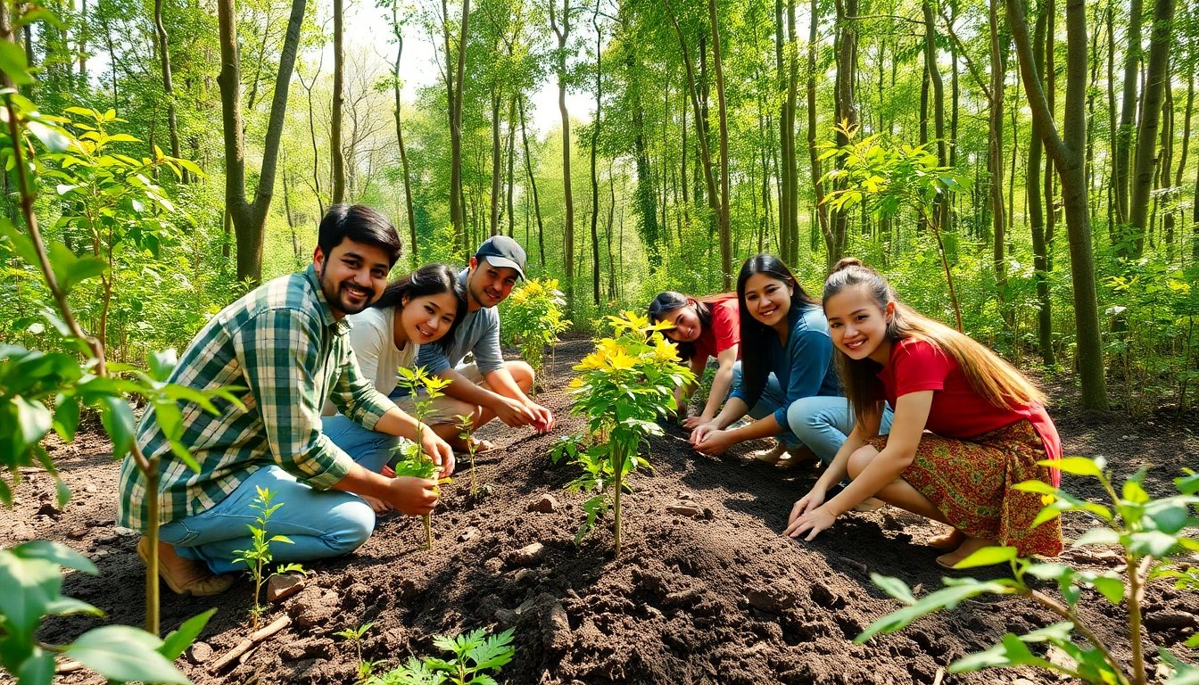 Grupo de personas participando en un proyecto de reforestación