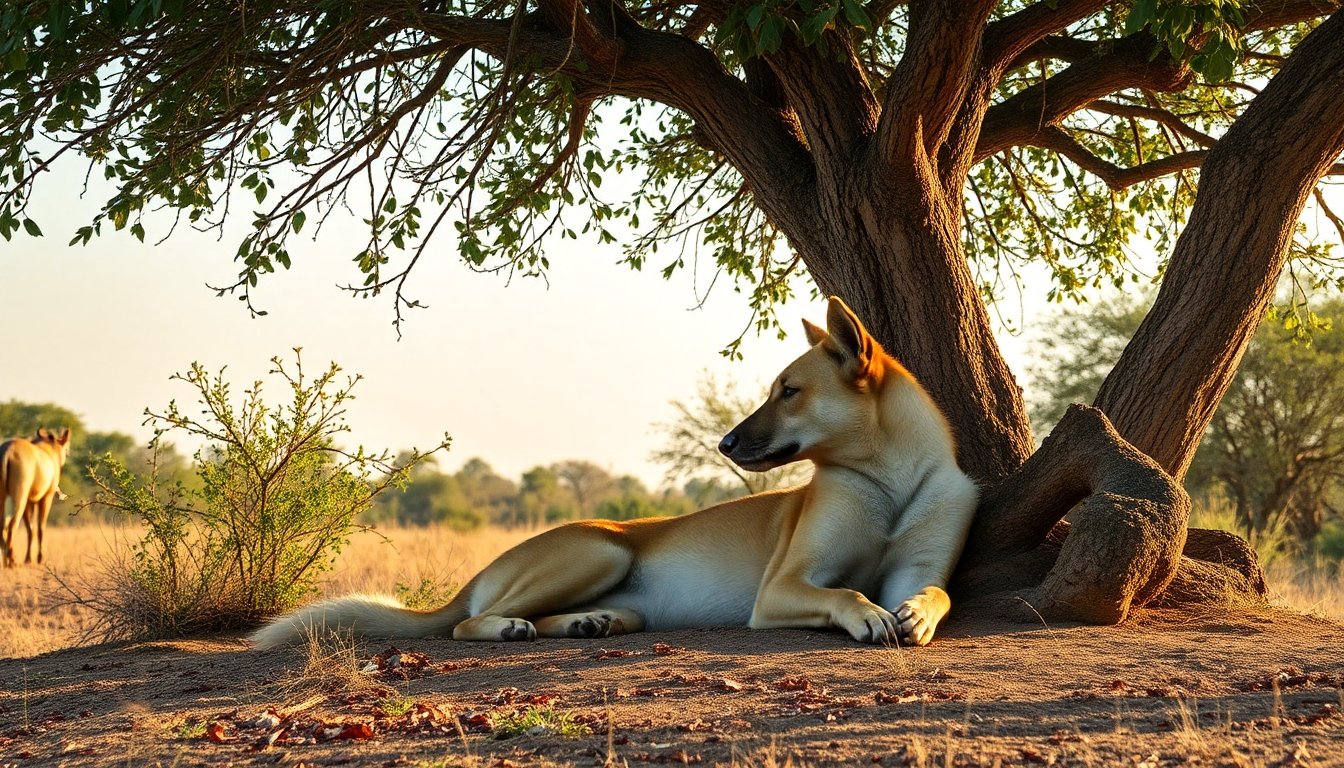 guepardo descansando bajo un árbol
