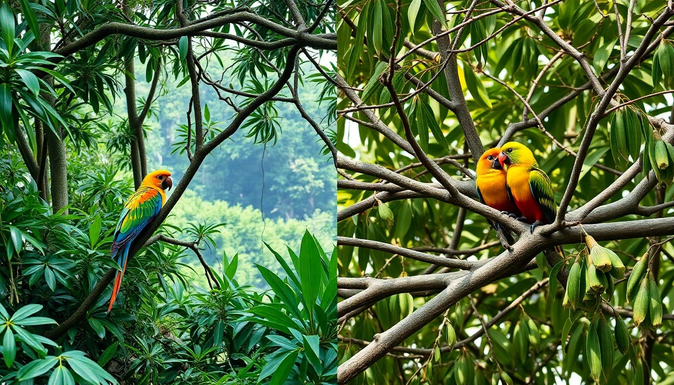 Hábitats de loros amazónicos y africanos
