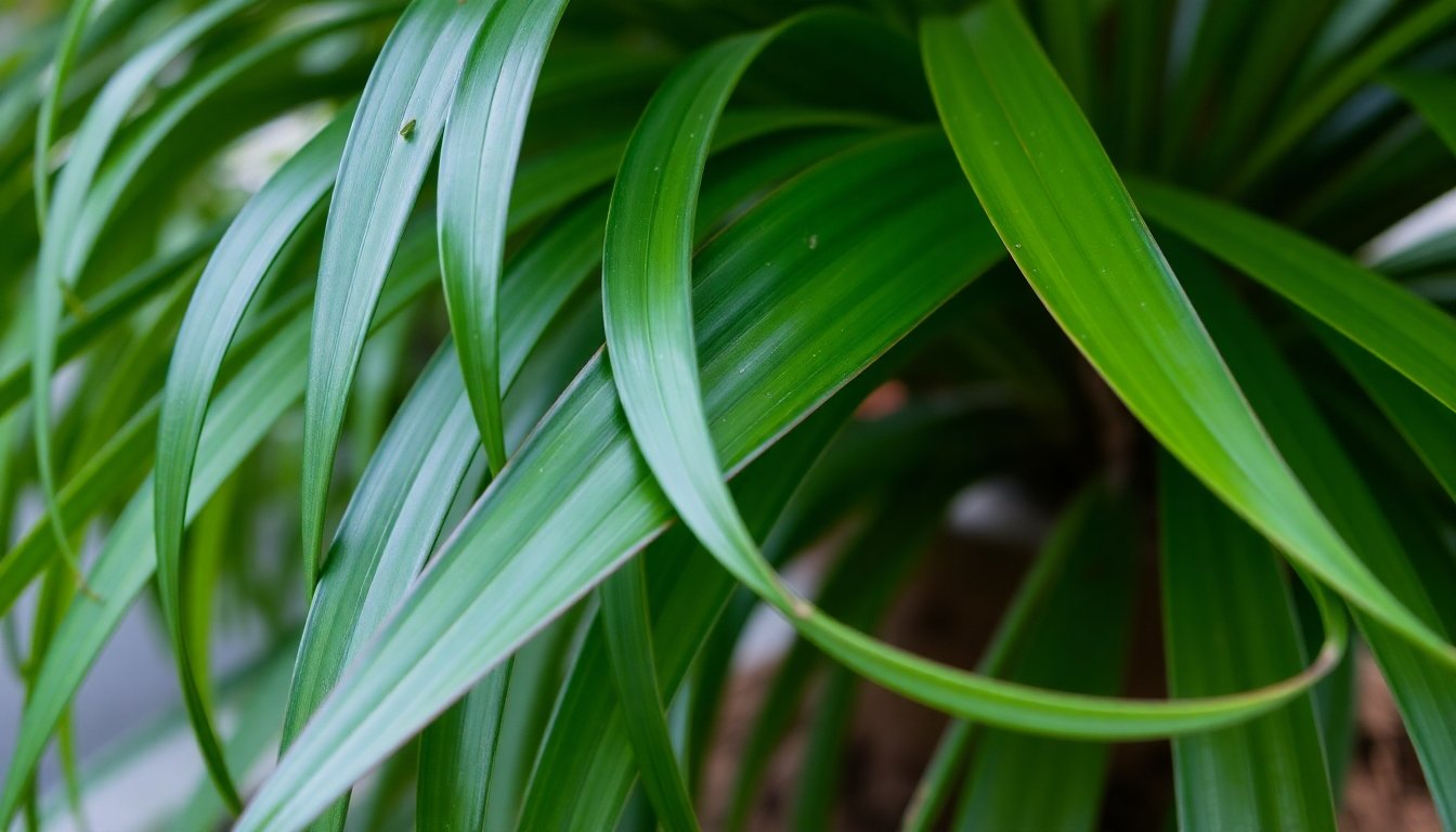Hojas largas y colgantes de la planta cola de zorro
