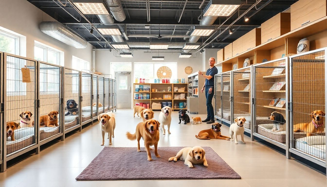 Hotel para perros en tienda de mascotas