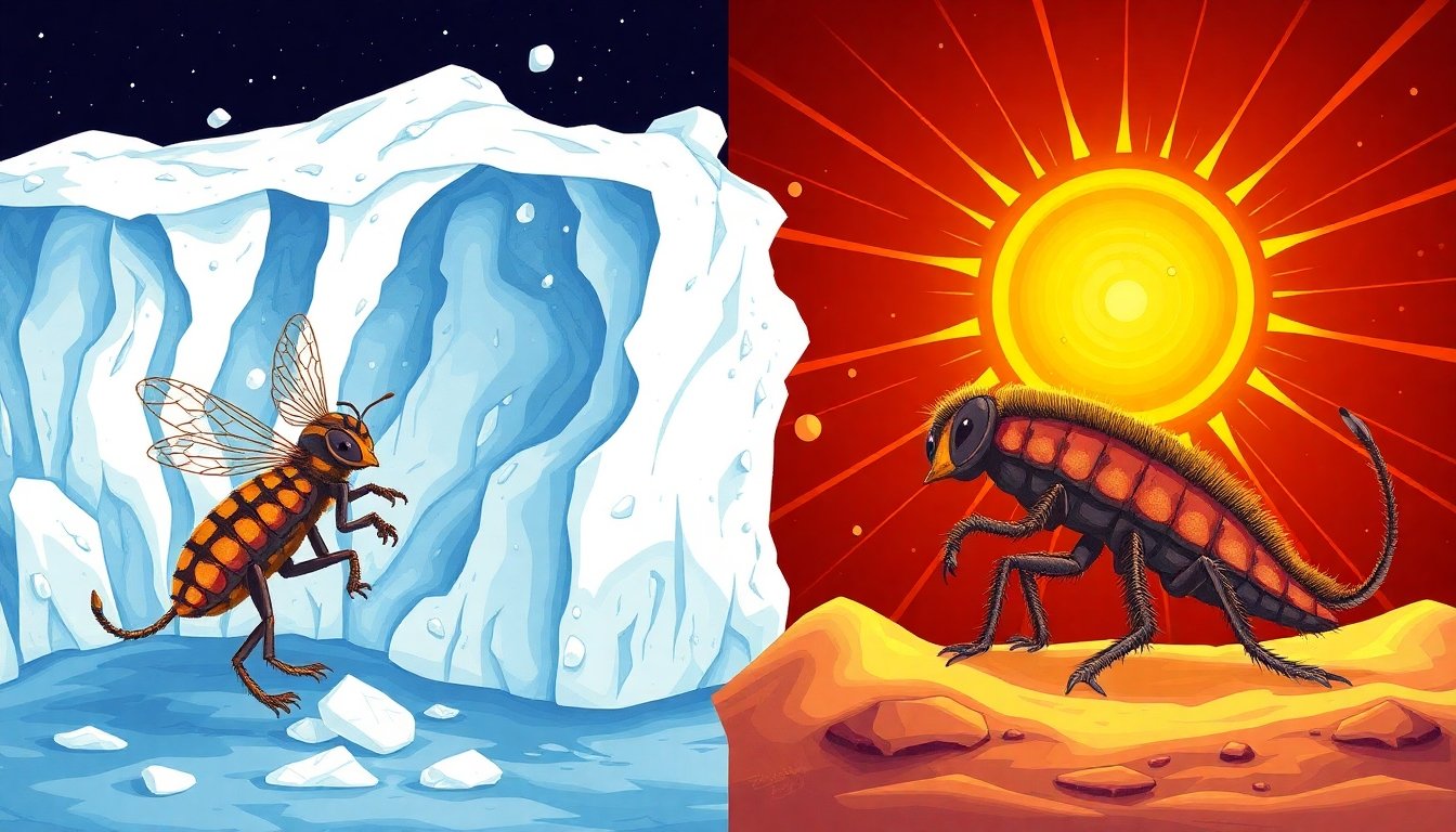 Ilustración de tardígrados bajo condiciones extremas