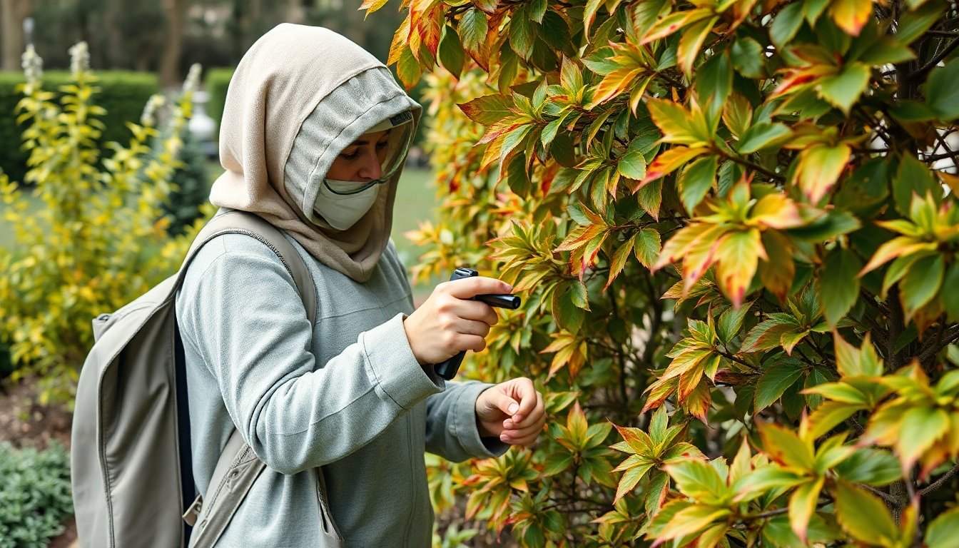 Inspección del san agustín césped para detectar plagas