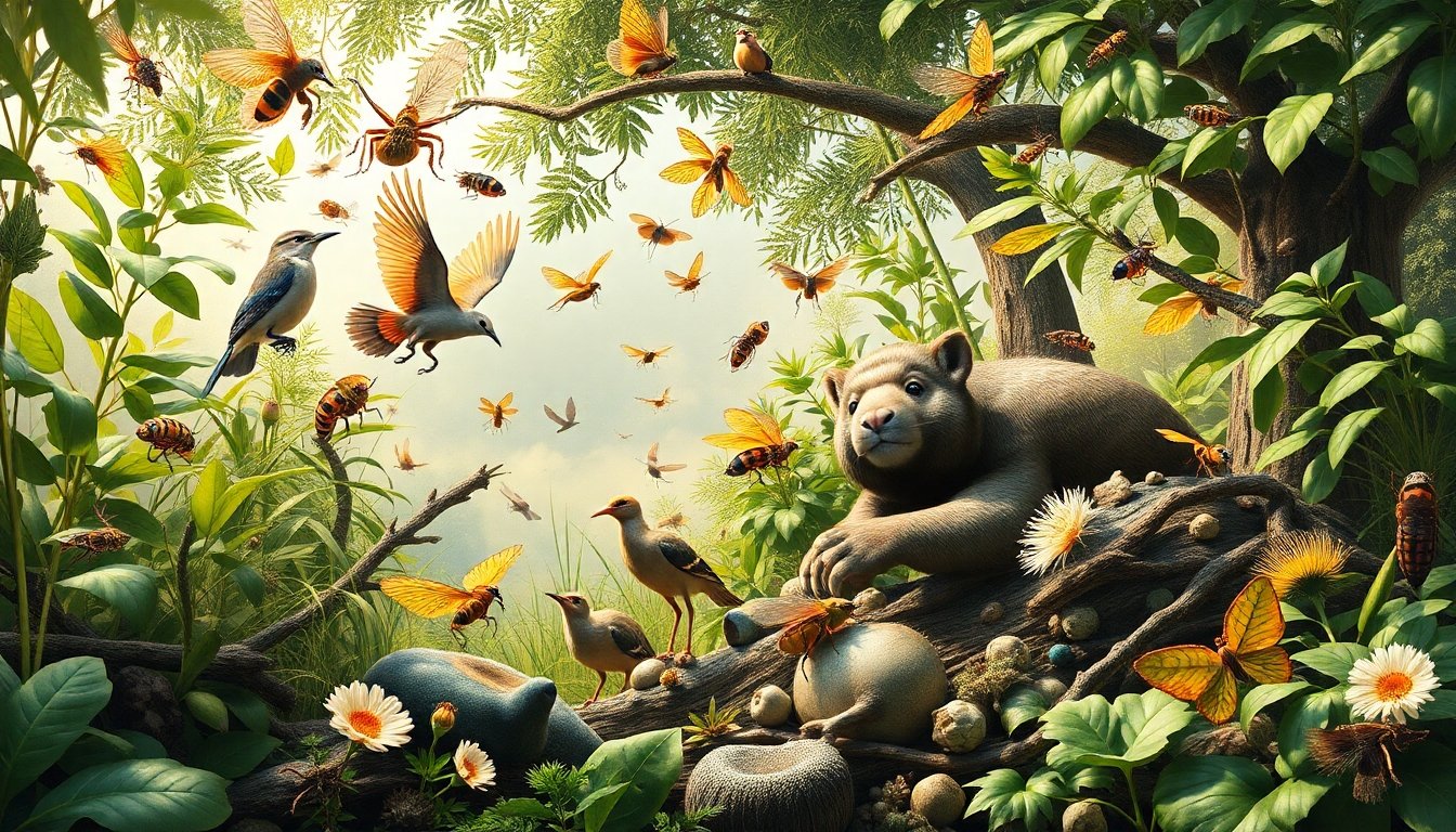 Interacción de especies en un ecosistema funcional