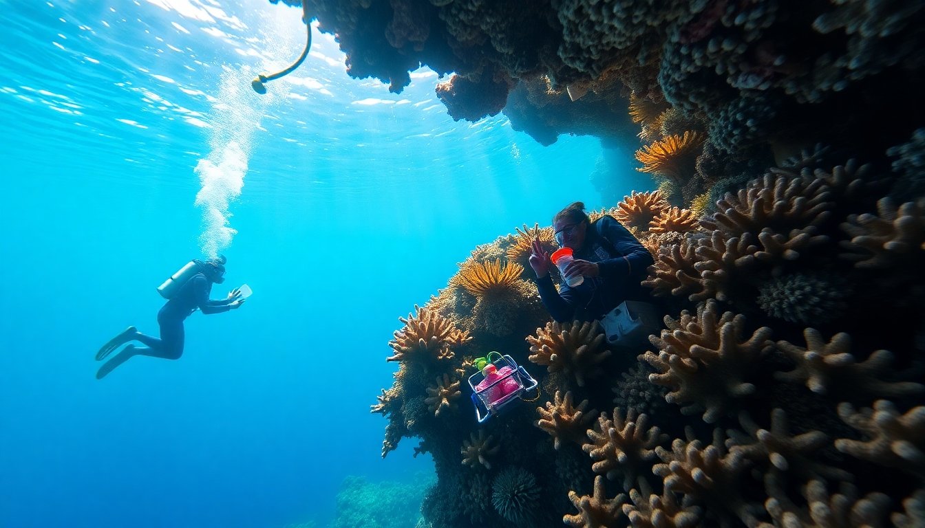 Investigadores estudiando arrecifes de coral
