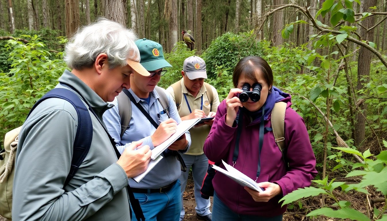 Investigadores estudiando aves en Chile