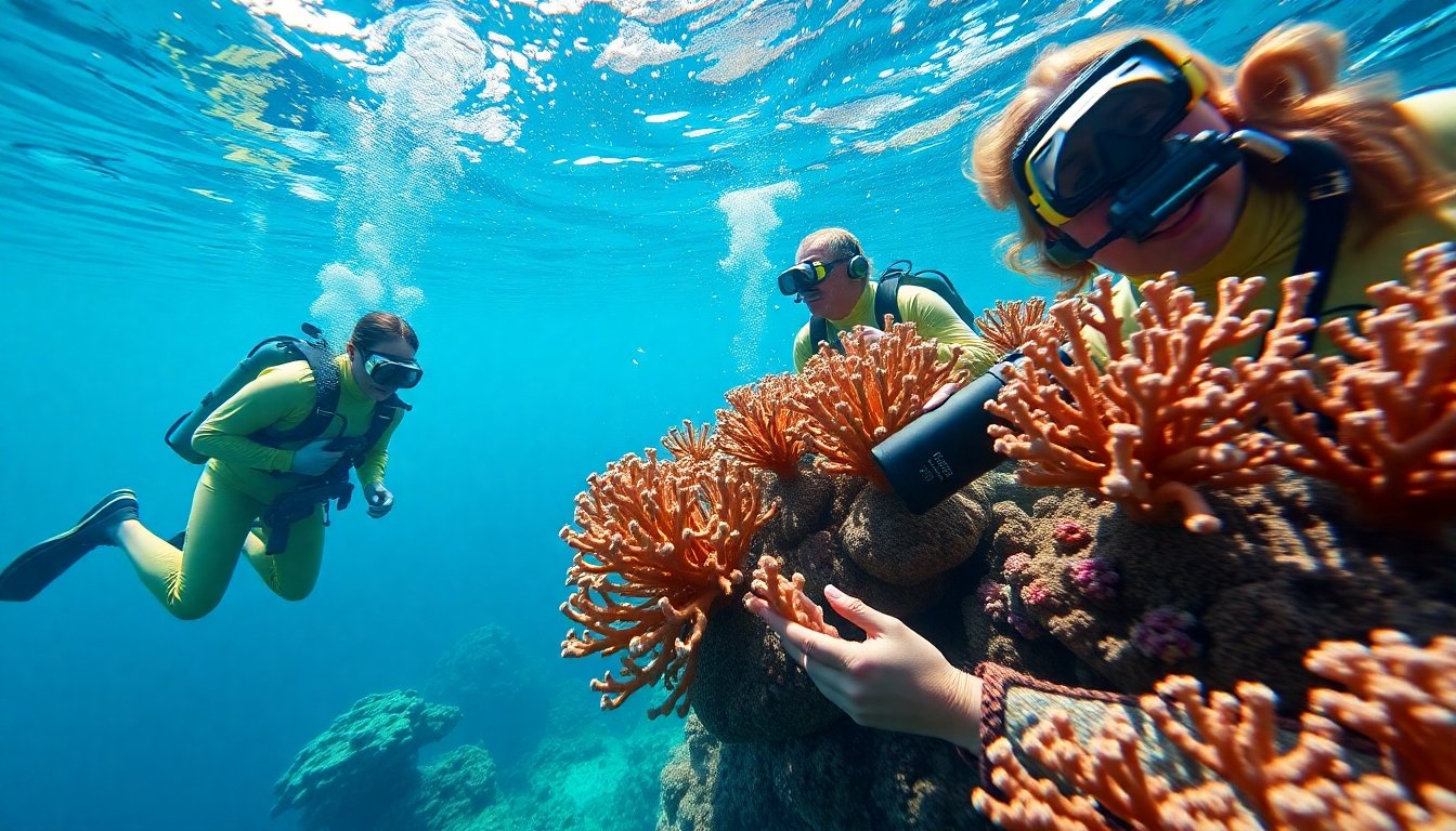Investigadores trabajando en la Gran Barrera de Coral