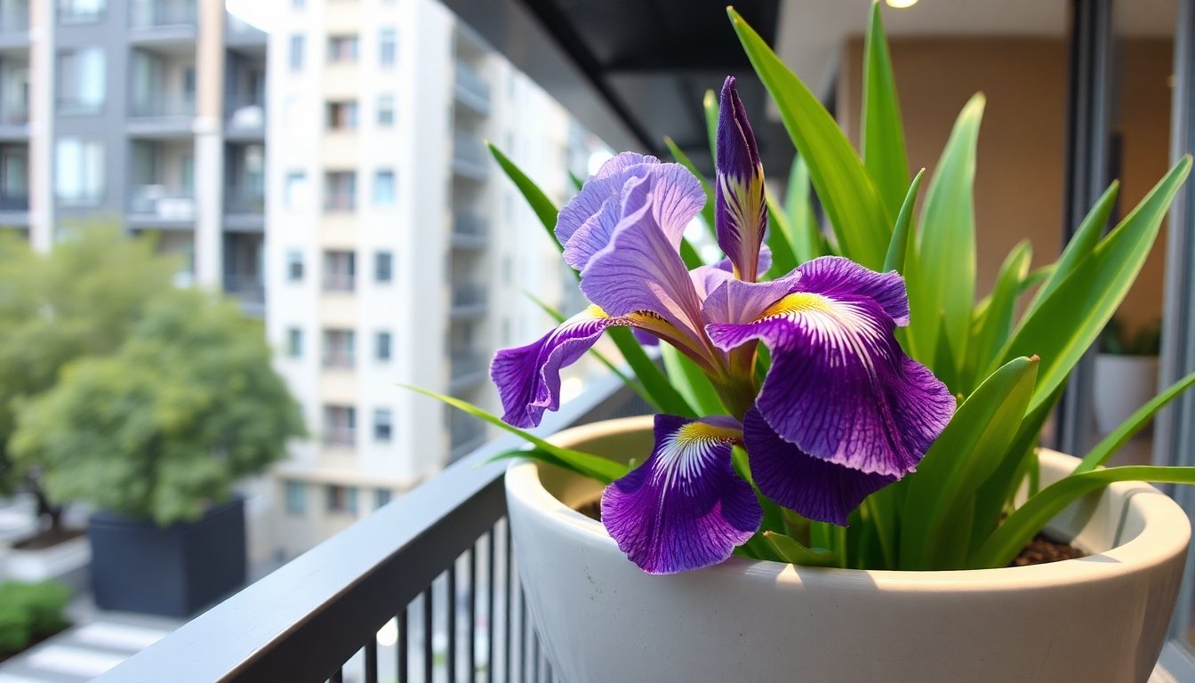Iris-lirio en maceta