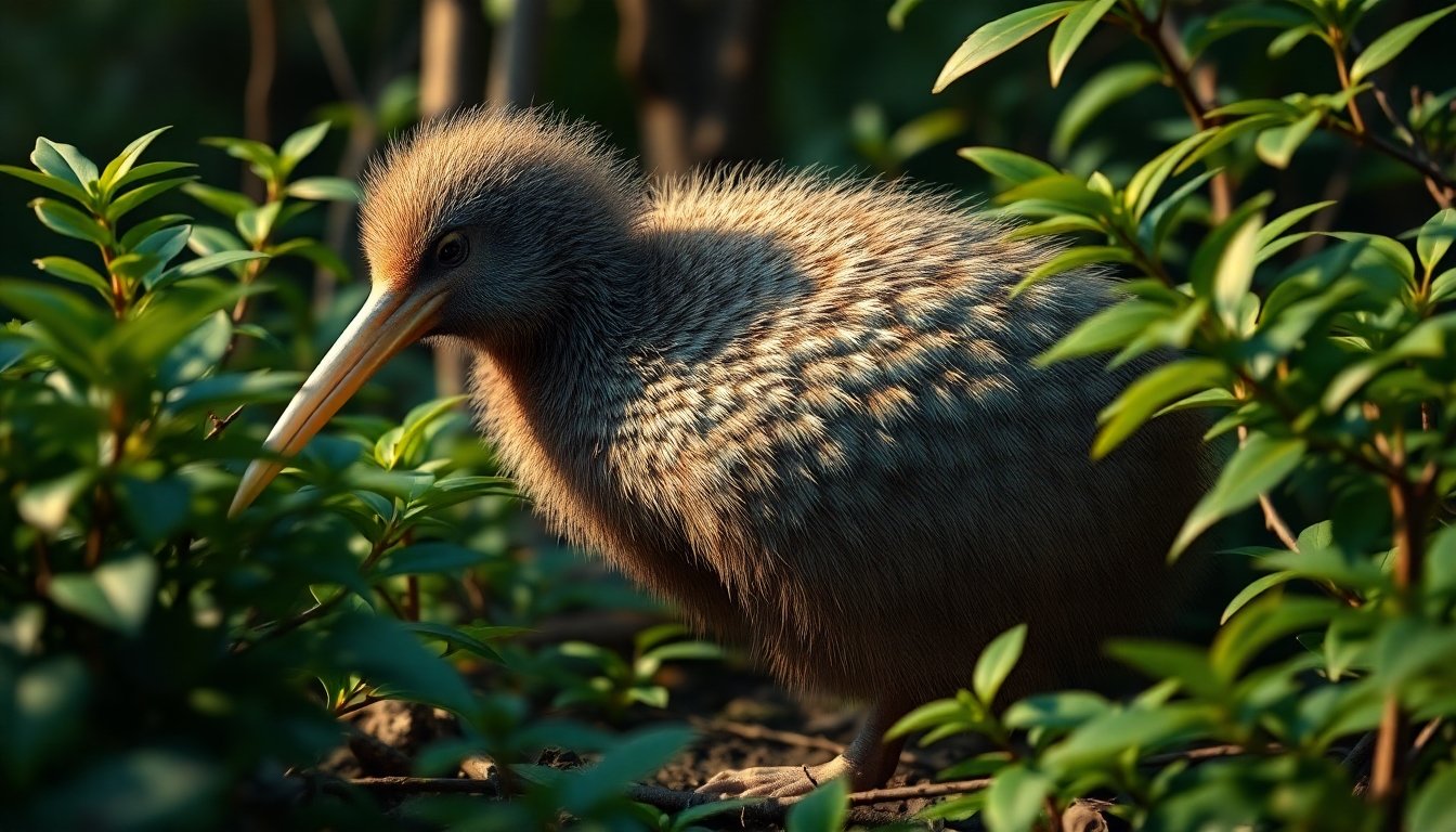 Kiwi en su hábitat natural