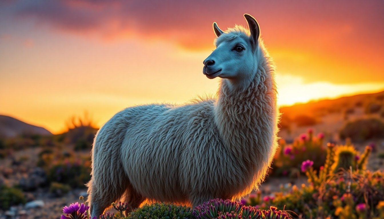 Llama en su hábitat natural