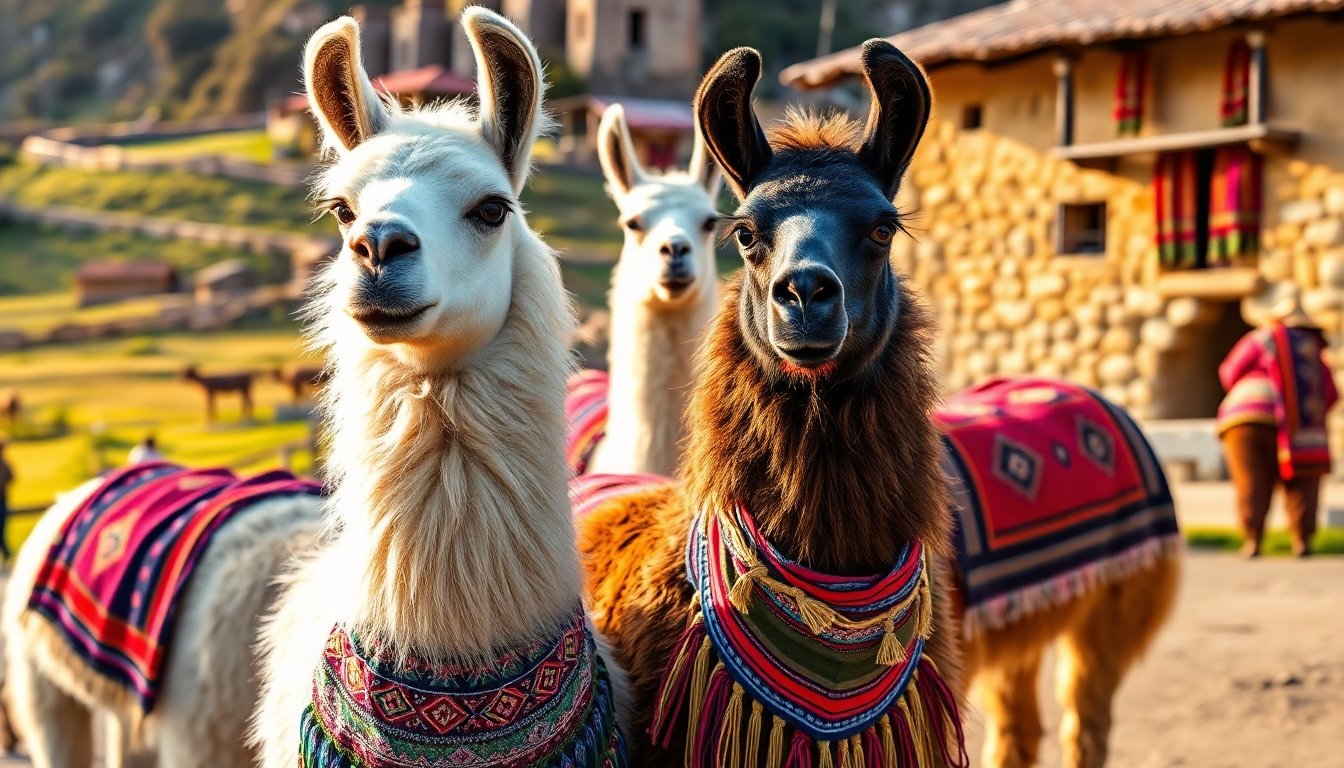 Llamas en cultura andina
